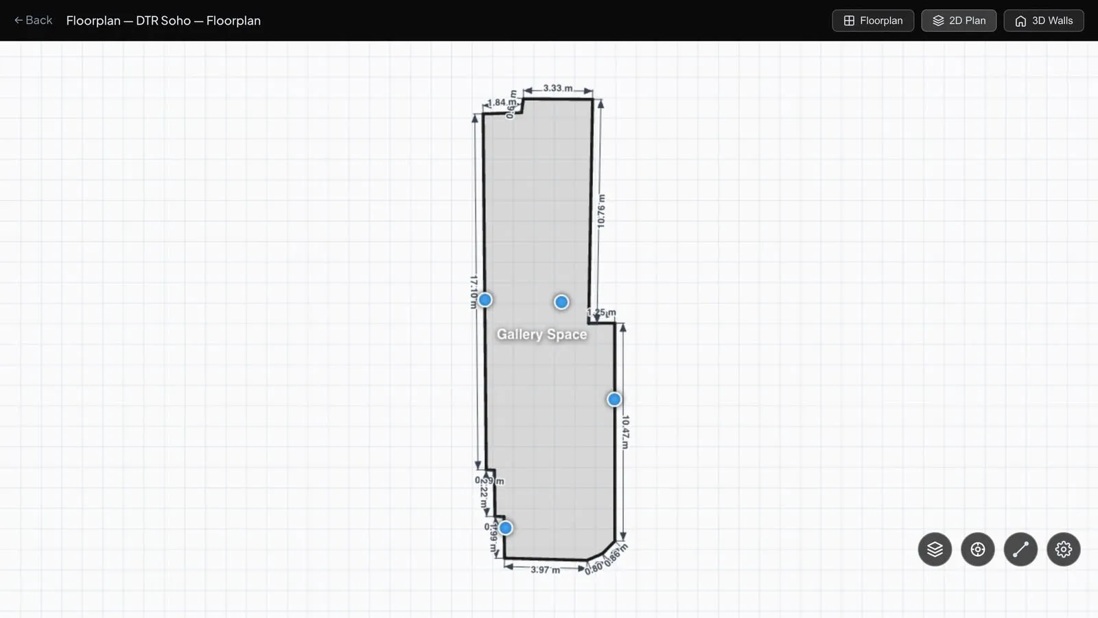 The same plan as a dimensioned drawing